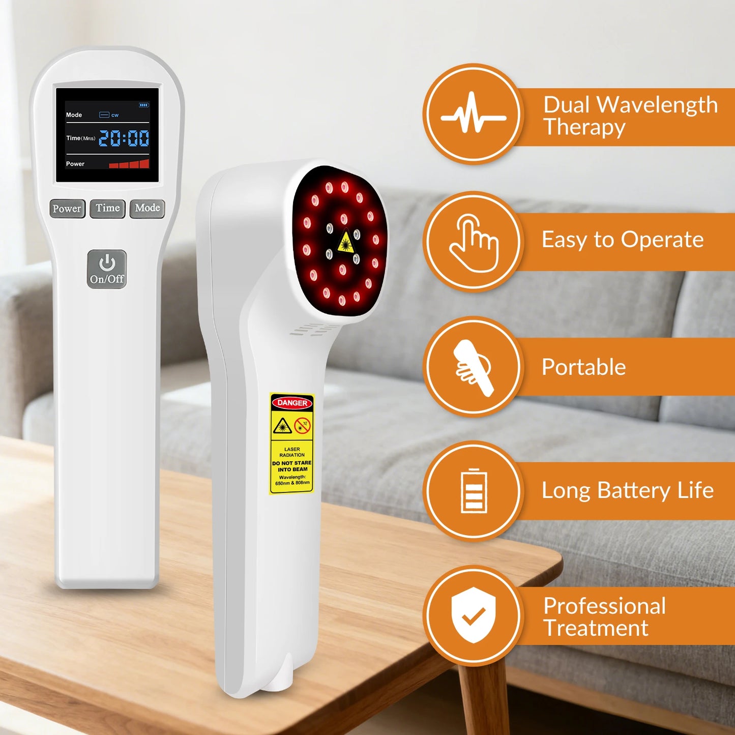 Handheld Laser Pain Treatment Device 880mW 650nm 880nm Red Light for Humans Pets Pain Relief