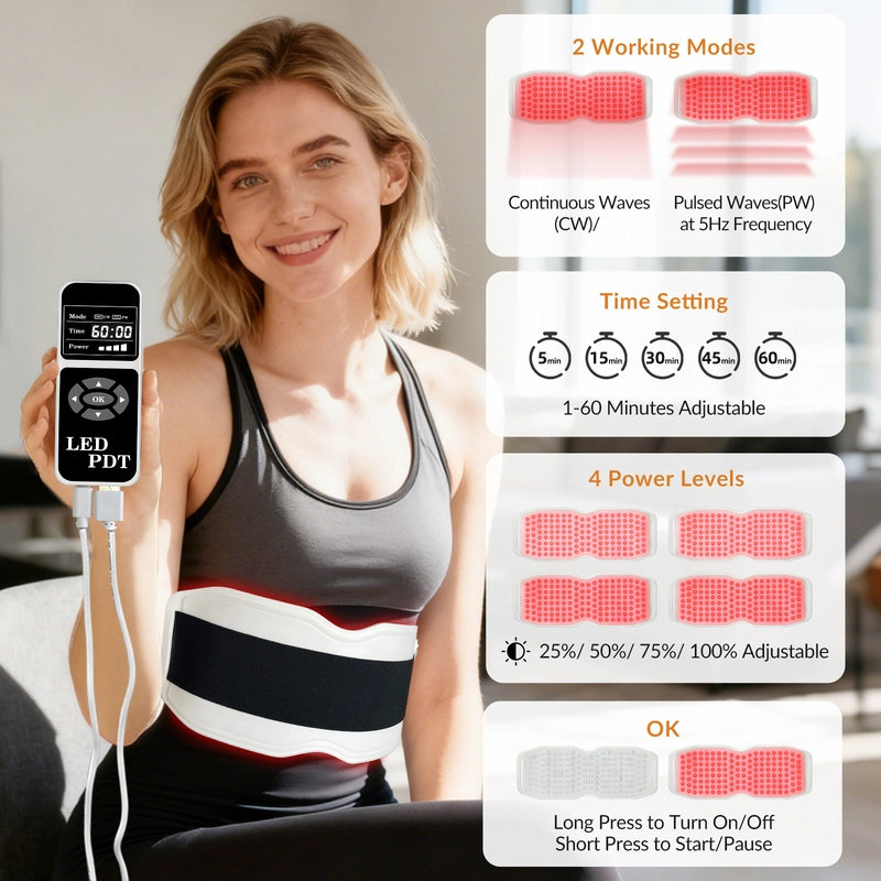 Red Laser Light Therapy Belt 660nm 850nm 940nm 3-in-1 LED Chips